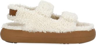 Moon Boot Ivory Shearling Velcro Sandals