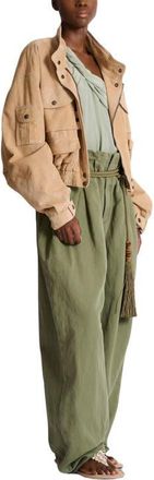 Balmain Suede bomber jacket in Beige at Nordstrom, Size 36 Eu