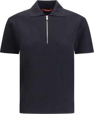 Max Mara Womens Knit Zip Polo - Black viscose - Size X-Small