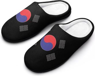 Generic South Korea Korean Logo Mens Slippers Slip On Comfortable Fleece Cotton House Shoes Winter