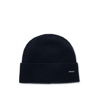 BOSS Knit cashmere beanie with metal logo plaque