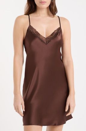 Etam Milky Lace Trim Washable Silk Camisole in Henna at Nordstrom, Size X-Large