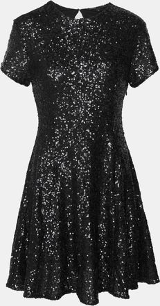 Maje Black Sequin Flared Mini Dress