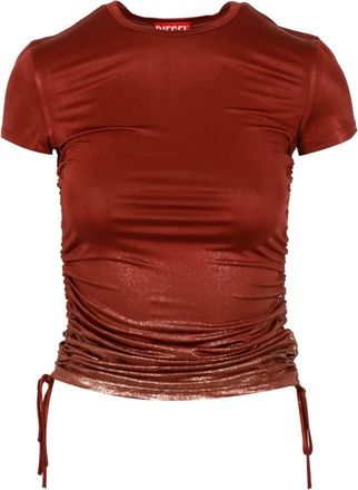 Diesel T-Rey Jersey Top - Dames - Blouses - Bruin - M - Leer - Overhemden