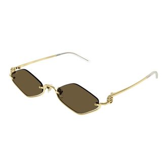Gucci Unieke Verticale Logo Zonnebril - unisex - Zonnebrillen - Geel - 53 MM - Accessoires