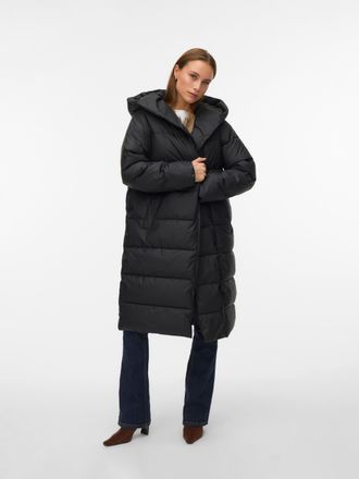 Vero Moda Steppmantel VERO MODA VMMIRIAM LONG COATED COAT BOO, Damen, Gr. XS, schwarz, Steppware, Obermaterial: 100% Polyester, unifarben, regular fit, Rippb&uuml;nd