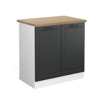 Vicco Armario Bajo Para Fregadero R-line, Antracita Casa De Campo, 80 Cm, Et Roble