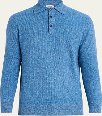 Cesare Attolini Mens Cashmere Rib Polo Sweater