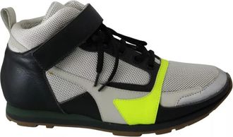 Jil Sander Fog Gray Neon Green Black Lace-Up Strap Womens Shoes (Pre-Owned)