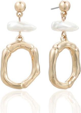 Ettika Rip Tide Faux Pearl Circle Drop Earrings in Gold at Nordstrom Rack