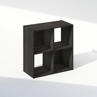 Furinno Pelli Cubic Storage Cabinet, Bookcase, Bookshelf, 4-Cube, Espresso