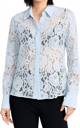 L'agence Maia Lace Button Down Blouse In Ice Water
