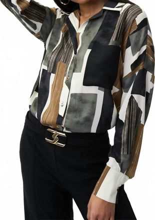 Joseph Ribkoff Patch Print Blouse In Beige Black