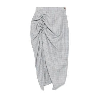 Vivienne Westwood Midi Skirts, female, Gray, Size: 2XL Red Skirt with Check Pattern