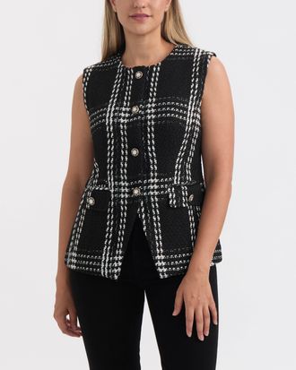 Ellen Tracy Womens Long Fitted Vest with Pockets