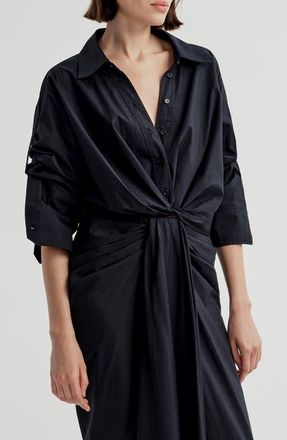 A.L.C. Leo Twist Front Cotton Shirt in Evening Blue at Nordstrom, Size Xx-Small