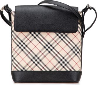 Burberry Pre-owned Womens Plaid Crossbody Adjustable Strap - Black Textile - One Size