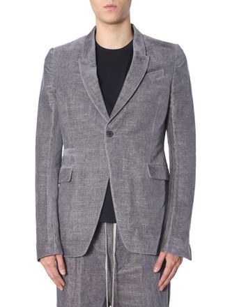 Rick Owens Velvet Single-Breasted Jacket - Gray