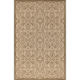 Jonathan Y Designs Madrid Vintage Filigree Textured Weave Indoor/Outdoor Area Rug in Beige/brown at Nordstrom, Size 5Ft 0In X 5Ft 0In