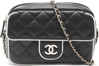 Chanel 2020s diamond-quilting chain cross body bag - Black