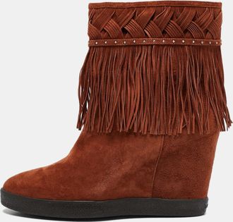 Le Silla Brown Suede Fringe Ankle Boots