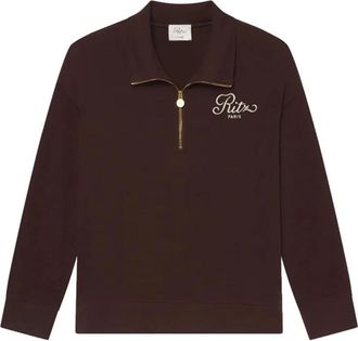 Frame Denim Ritz Half Zip Polo - Dames - Vesten met rits - Bruin - L - Katoen - Hoodies & sweatvesten