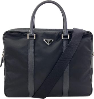 Prada Black Nylon Briefcase Shoulder Bag (Pre-Owned)