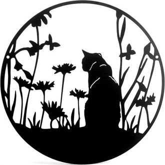 OEM Decoraci&oacute;n De Pared De Metal: Silueta De Gato Negro Para El Hogar, La Oficina Y El Jard&iacute;n