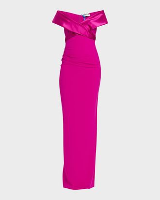 La Petite Robe Di Chiara Boni Suli Off-Shoulder Column Gown