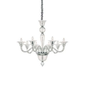 Ideal Lux Brigitta - L&aacute;mpara Colgante De 8 Luces Transparente, E14 - Ideal Lux