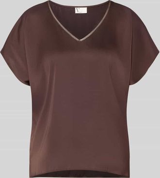 Vera Mont Blusenshirt aus Satin mit V-Ausschnitt in Dunkelbraun, Gr&ouml;&szlig;e 34