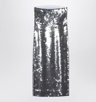 Max Mara Womens Midi Dress With Gradient Sequin Effect - Grey Nylon - Size X-Small