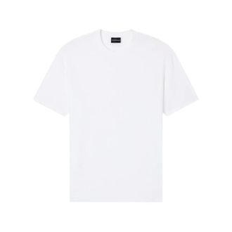 Emporio Armani T-Shirts, male, White, Size: XL Crewneck Jersey Jacquard T-shirt