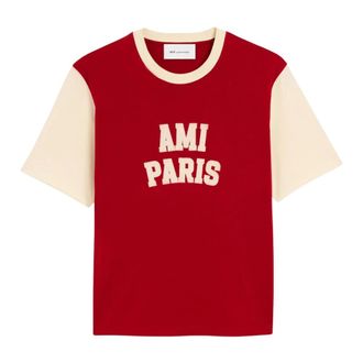 Ami Felt Logo T-Shirt - male - Ami Paris - T-Shirts - Red - 2XL - Tops