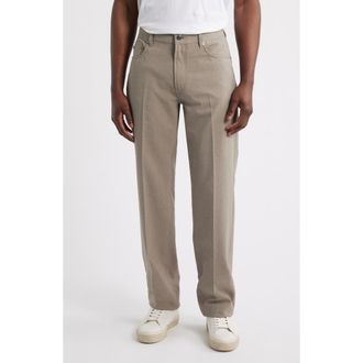 Emporio Armani Five-Pocket Seersucker Pants in Solid Medium Beige at Nordstrom, Size 30