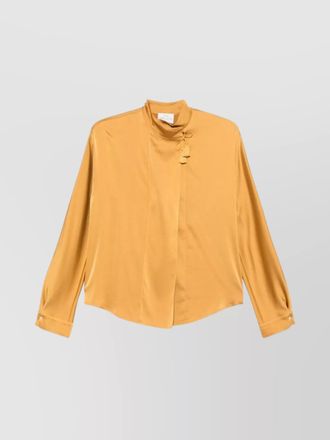Forte_Forte silk satin tie-neck long-sleeve blouse