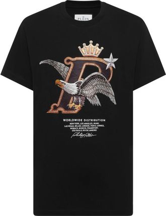 Philipp Plein Rondhals T-Shirt Eagle - Heren - T-shirts - Zwart - 4XL - Katoen - Tops