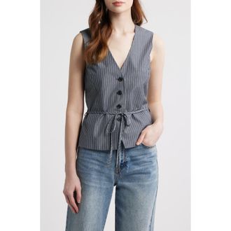 Rag & Bone Paulette Stripe Tie Waist Poplin Vest in Salst at Nordstrom, Size 10