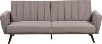 Beliani Beliani - Sof&aacute; Cama De Tela Tapizado Convertible Reclinable Panel De Respaldo Acolchado Marr&oacute;n Claro Vimmerby