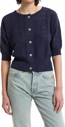 Le Mont St Michel Genope Short Sleeved Cardigan In Navy
