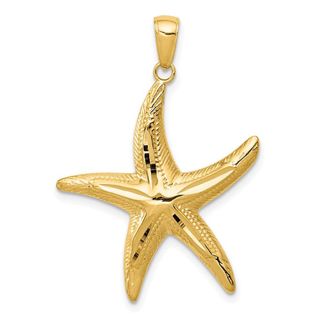 Diamond2Deal 10k Yellow Gold Diamond-cut Starfish Pendant
