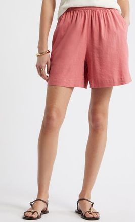 Nordstrom Pull-On Linen Blend Shorts in Pink Clay at Nordstrom, Size Xx-Small