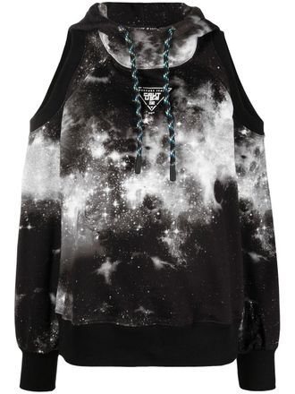 Versace Jeans Couture tie-dye cut-out hoodie - women - Cotton - M - Black