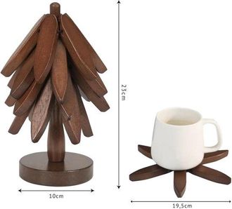OEM Juego De Posavasos De Madera, Protectores Para Ollas Calientes, Protector De Mesa De Cocina, Plegables Con Forma De &Aacute;rbol, 2286 X 1981 Cm, Nogal