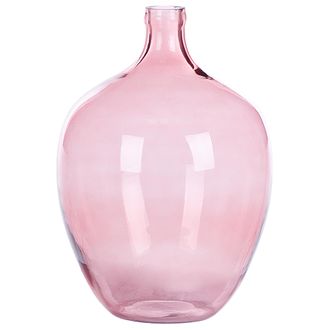 Beliani Beliani - Jarr&oacute;n De Vidrio Rosa 39 Cm Hecho A Mano Accesorio Decorativo Mesa Moderno Interior Roti