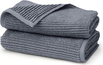 Boll & Branch Set of 2 Ribbed Organic Cotton Hand Towels in Mineral at Nordstrom