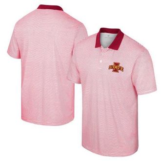 Colosseum Mens Colosseum White/Cardinal Iowa State Cyclones Print Stripe Polo at Nordstrom, Size Xx-Large