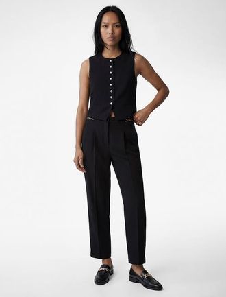 Koton Medium Rise Chain Detail Trousers in Black at Nordstrom, Size 10