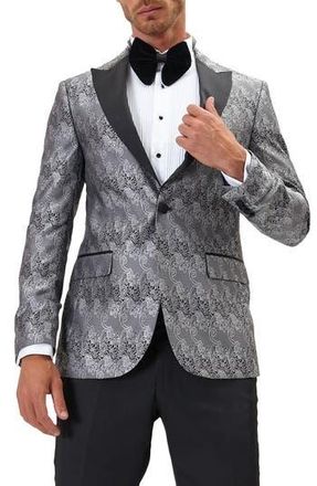Ron Tomson Paisley Pattern Tuxedo Jacket in Silver at Nordstrom Rack, Size 46 Us / 56 Eu
