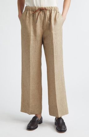 Herno New Linen Water Repellent Drawstring Pants in Sand at Nordstrom, Size 10 Us
